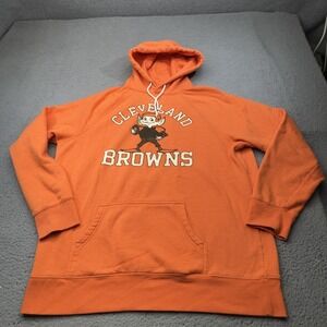 Cleveland Browns Hoodie Mens 2XL Orange NFL Football Homage Fleece Brownie Elf